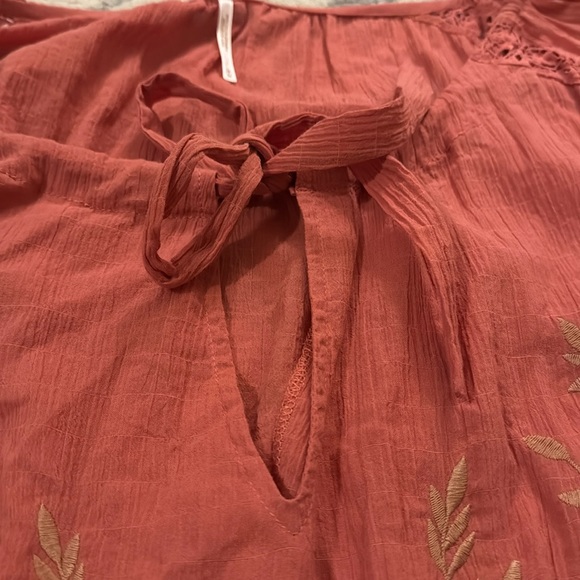 Free People Athena Orange Embroidered Lace Details Bohemian Top Size Medium - Picture 6 of 9